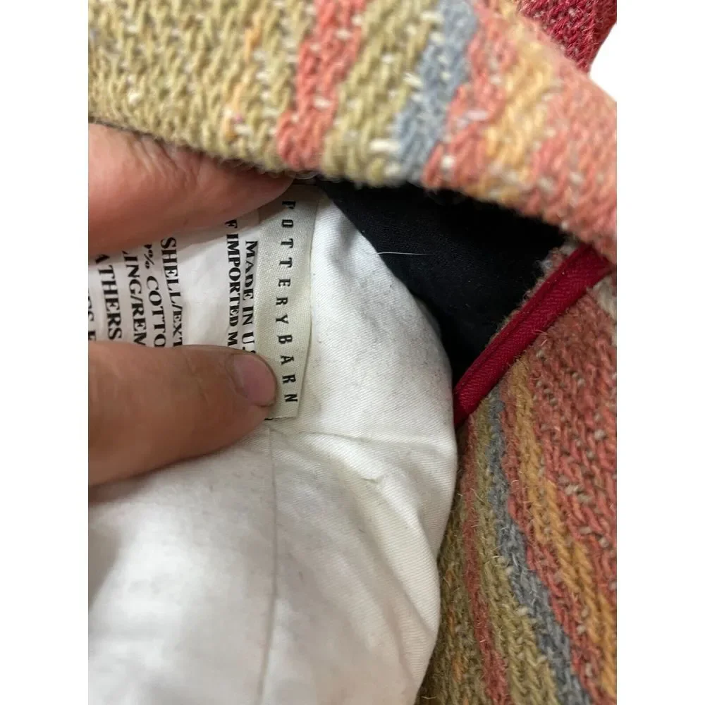 Pottery Barn Serape Stripe Lumbar Pillow Cover Plus Down Insert Wool 12